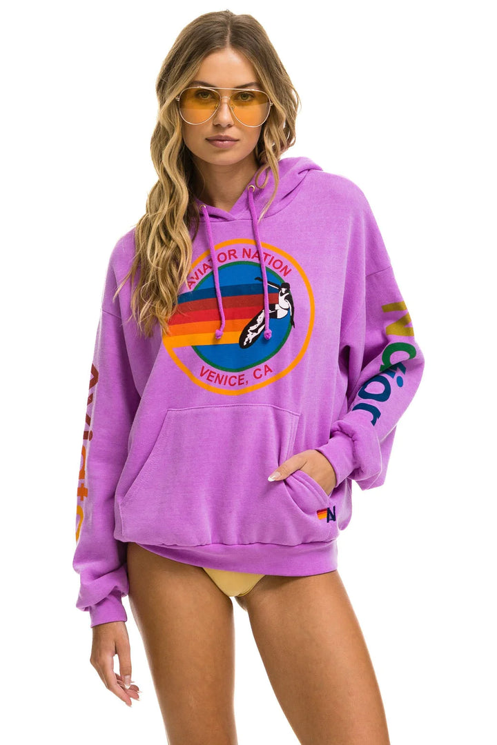 Aviator Nation Relaxed Pullover Hoodie - Neon Purple