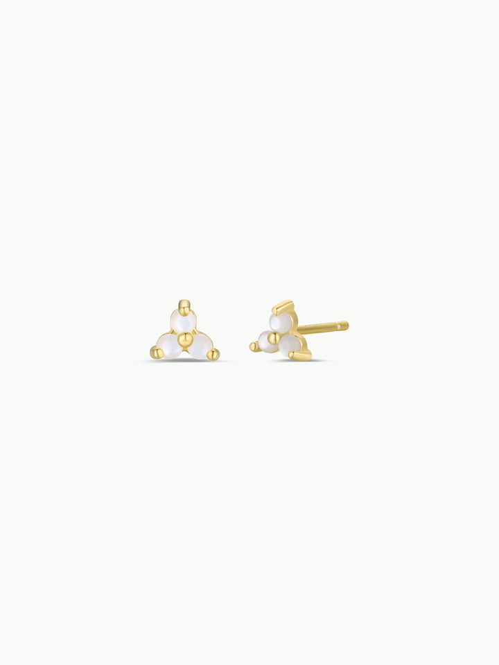 JaxKelly - Trio Cluster Gold Earrings - Pearl