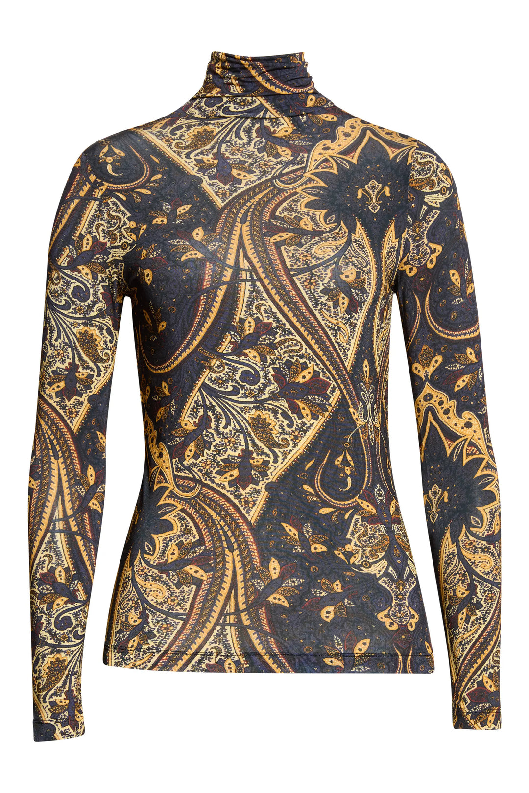 Ulla Johnson Aurella Jersey Long Sleeve Turtleneck Top Twilight Paisley