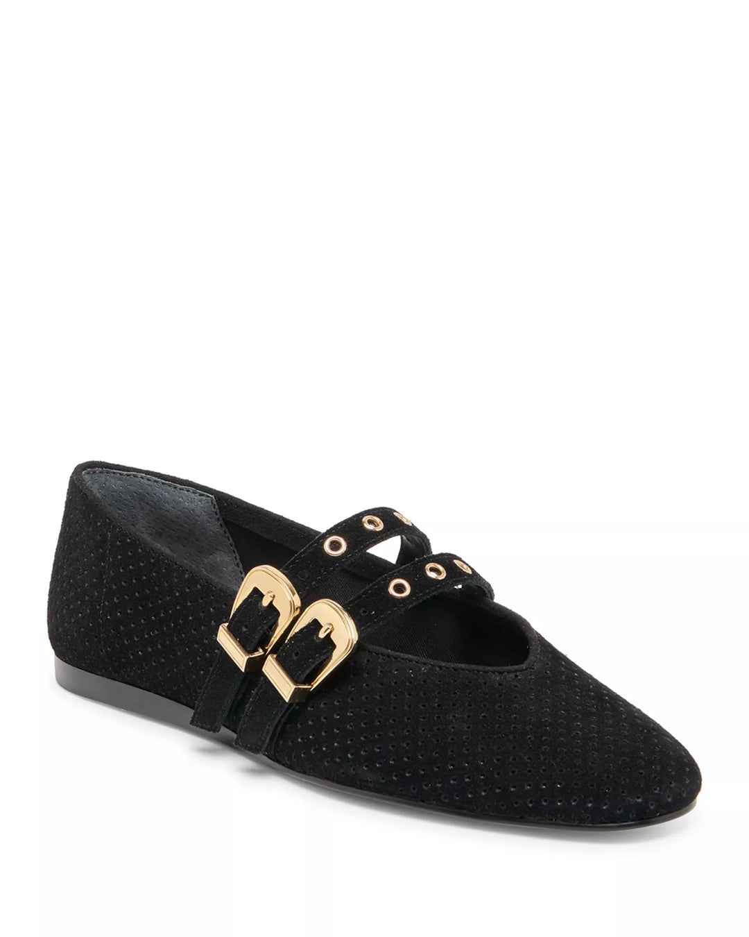 Dolce Vita Baylee Ballet Flats Onyx Perforated Suede
