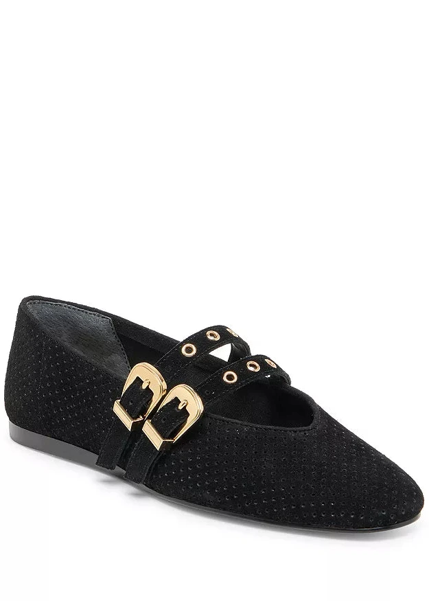Dolce Vita Baylee Ballet Flats Onyx Perforated Suede