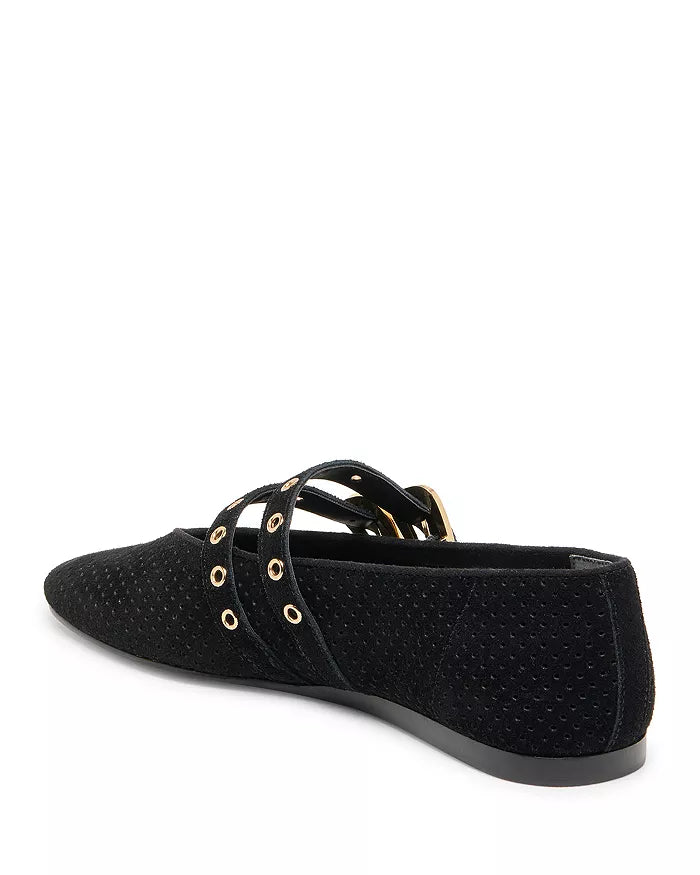 Dolce Vita Baylee Ballet Flats Onyx Perforated Suede