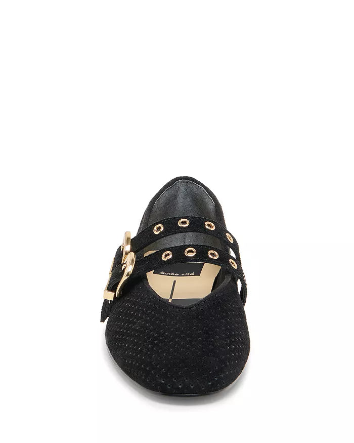 Dolce Vita Baylee Ballet Flats Onyx Perforated Suede