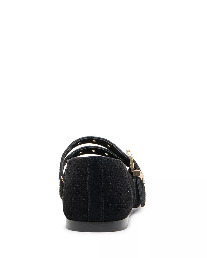 Dolce Vita Baylee Ballet Flats Onyx Perforated Suede