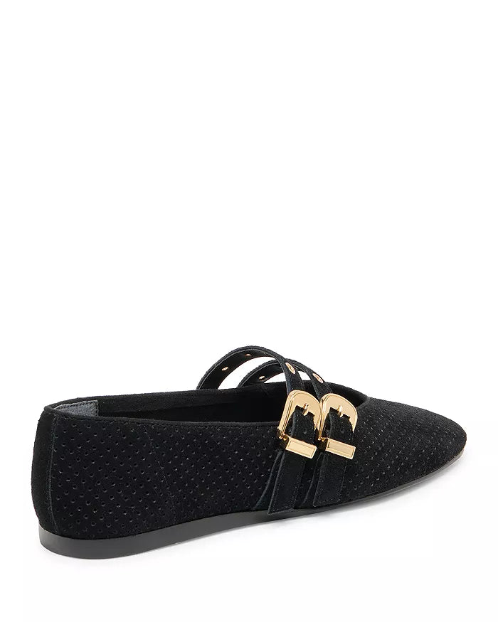 Dolce Vita Baylee Ballet Flats Onyx Perforated Suede
