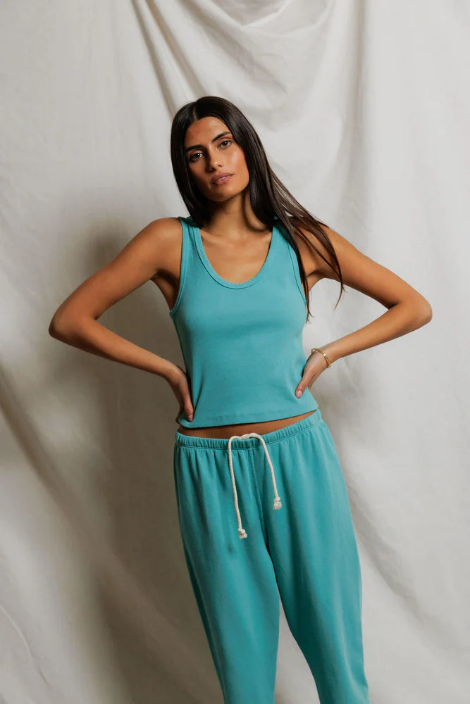 perfectwhitetee Blondie Tank - Teal Blue