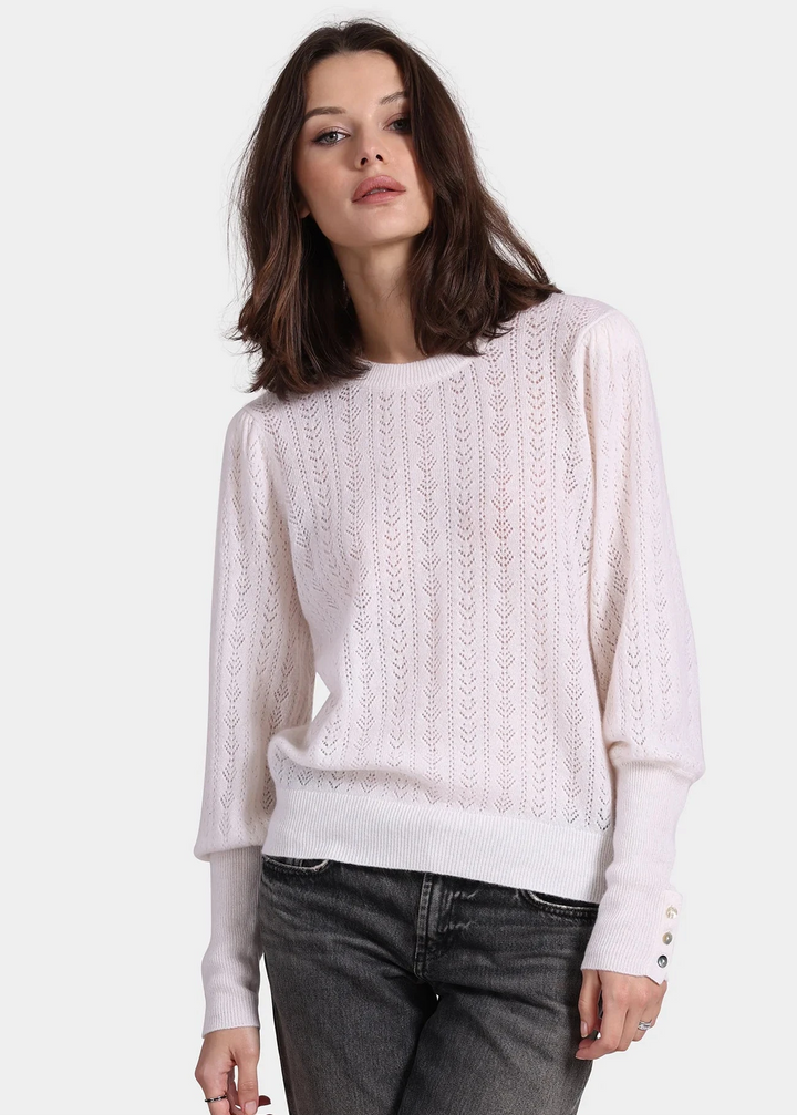 Minnie Rose Cashmere Blousant Sleeve Crew Neck