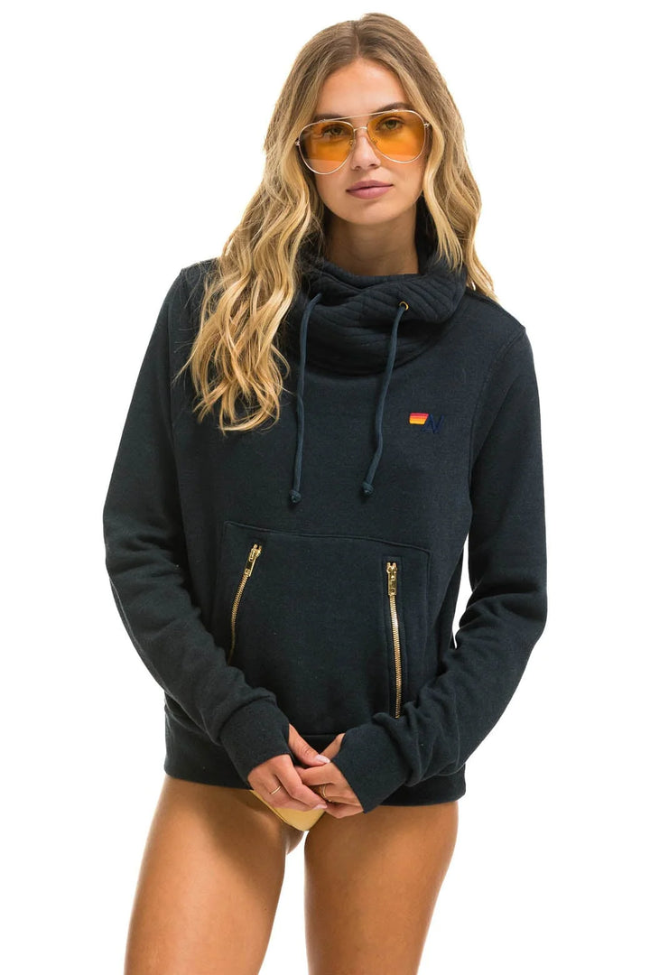 Aviator Nation Bolt Ninja Pullover Hoodie- Charcoal / Mint