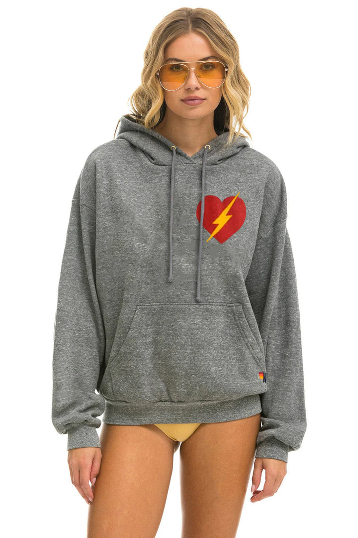 Aviator Nation Bolt Heart Puollover Hoodie - Heather Grey