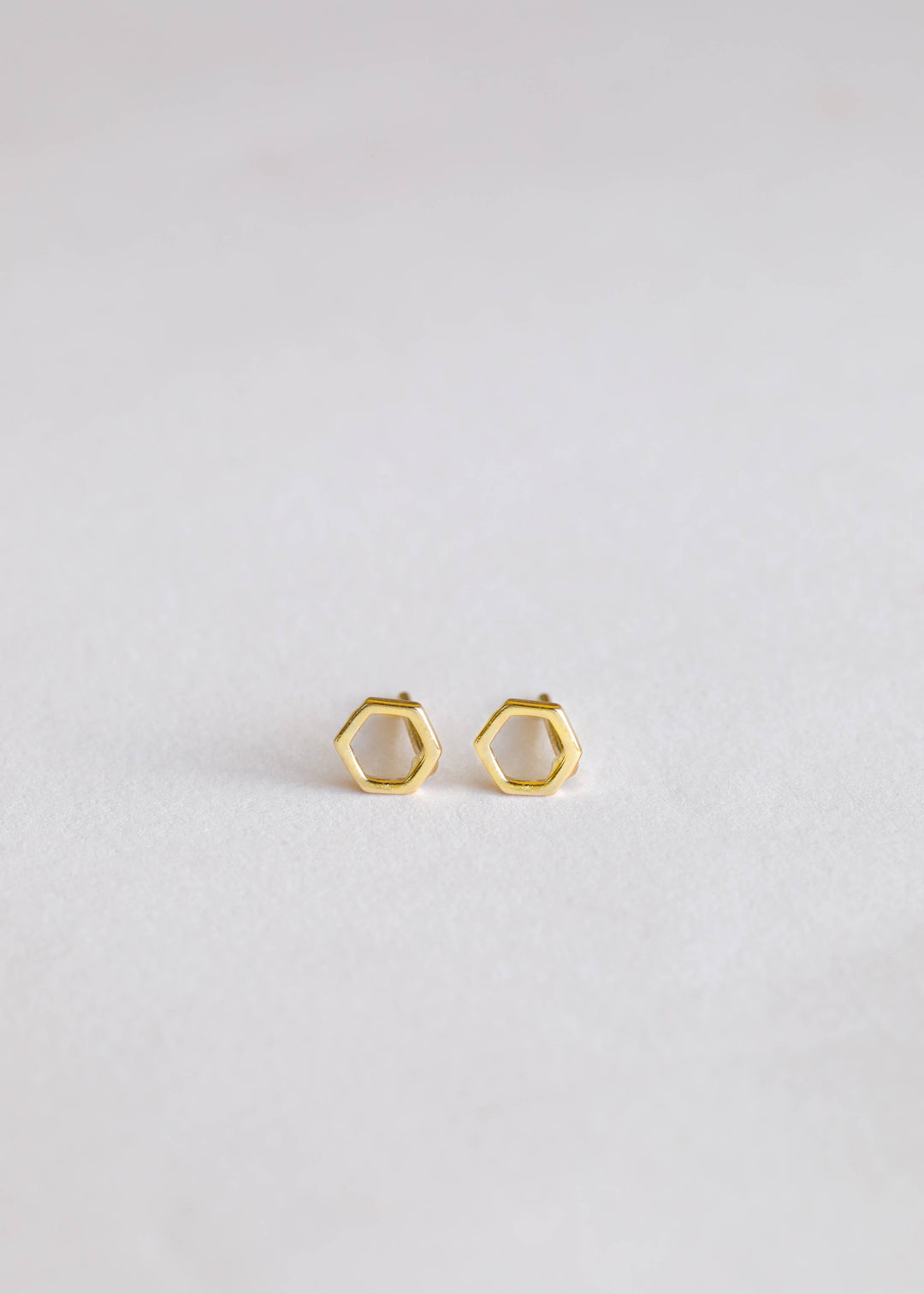 JaxKelly - Minimalist - Hexagon - Gold Earrings