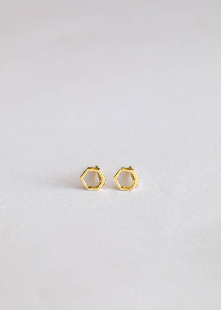 JaxKelly - Minimalist - Hexagon - Gold Earrings