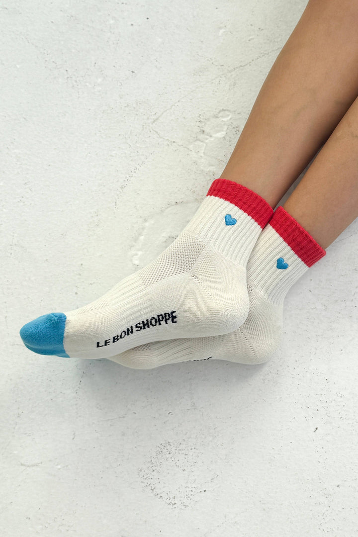Le Bon Shoppe - Embroidered Color Block Girlfriend Socks