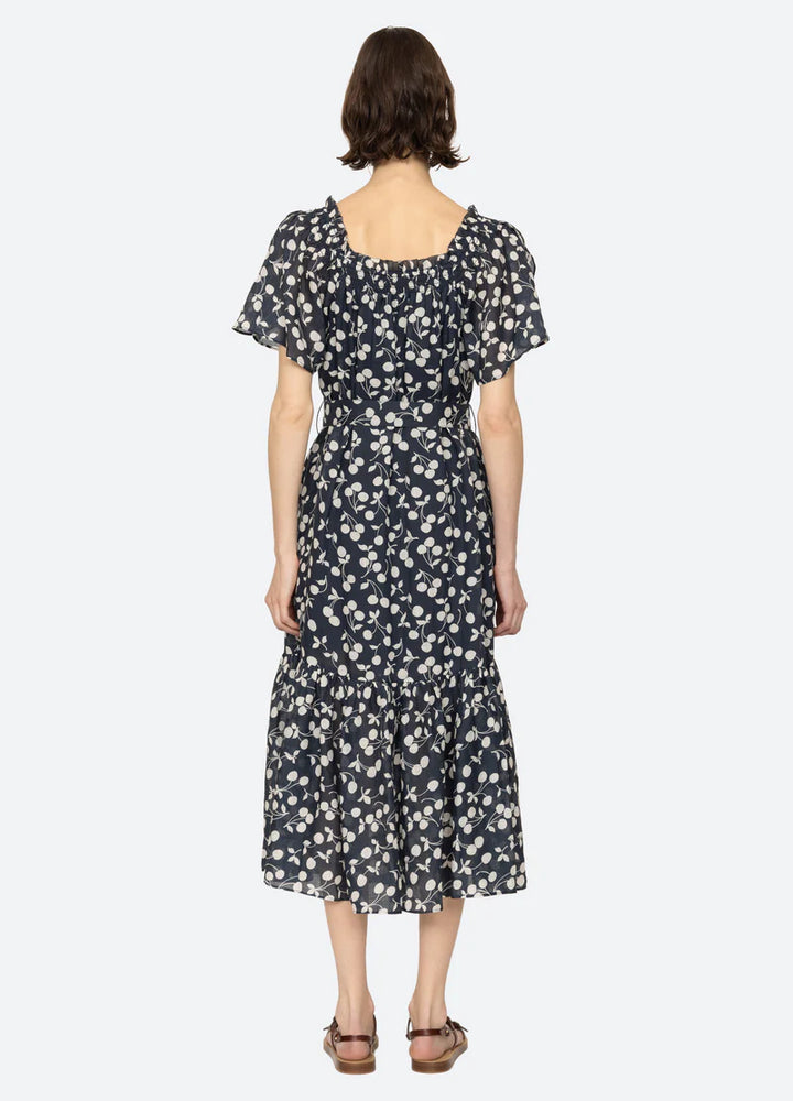 Sea NY Cheri Print Short Sleeve Midi Dress