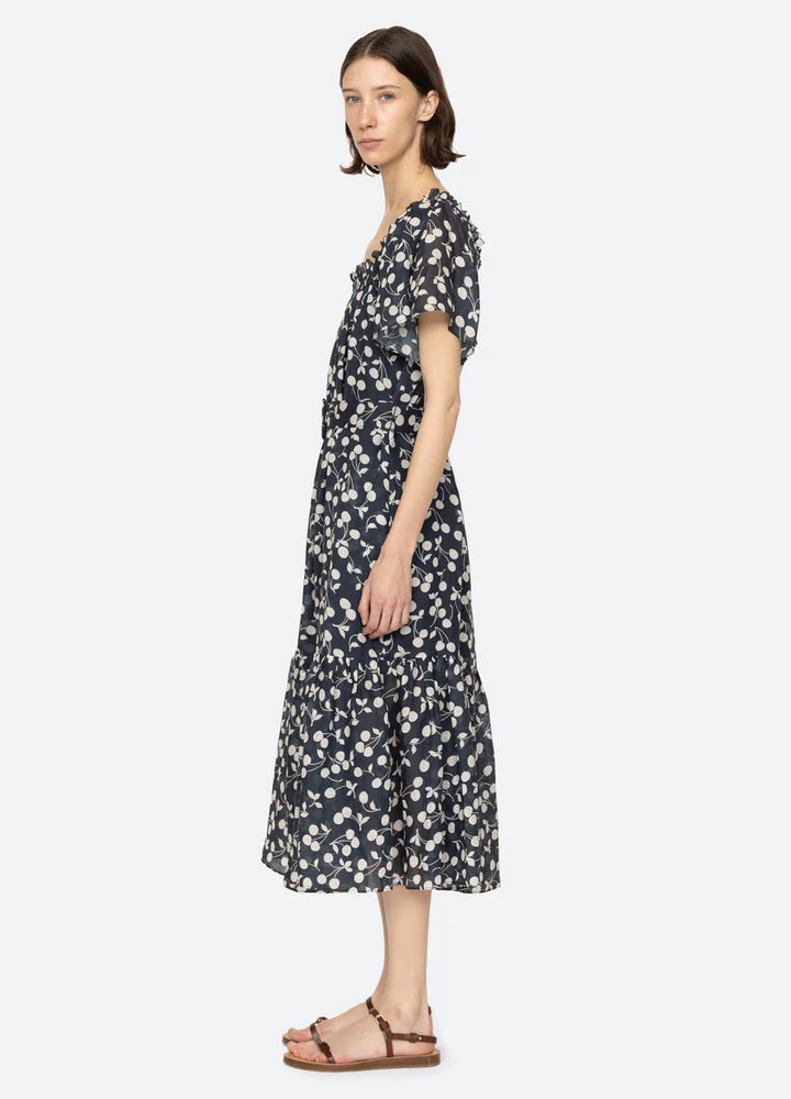 Sea NY Cheri Print Short Sleeve Midi Dress
