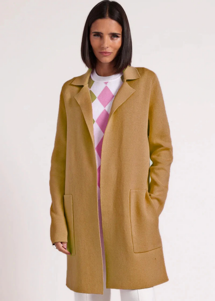 Minnie Rose Cotton Cashmere Solid Double Face Notch Collar Coat