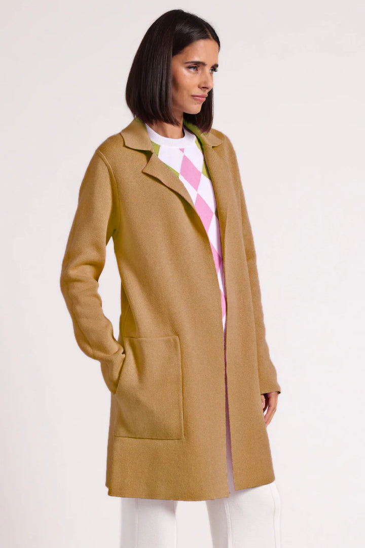 Minnie Rose Cotton Cashmere Solid Double Face Notch Collar Coat