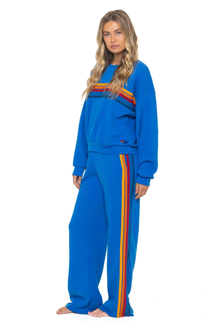 Aviator Nation 5 Stripe Relaxed Crew - Ocean