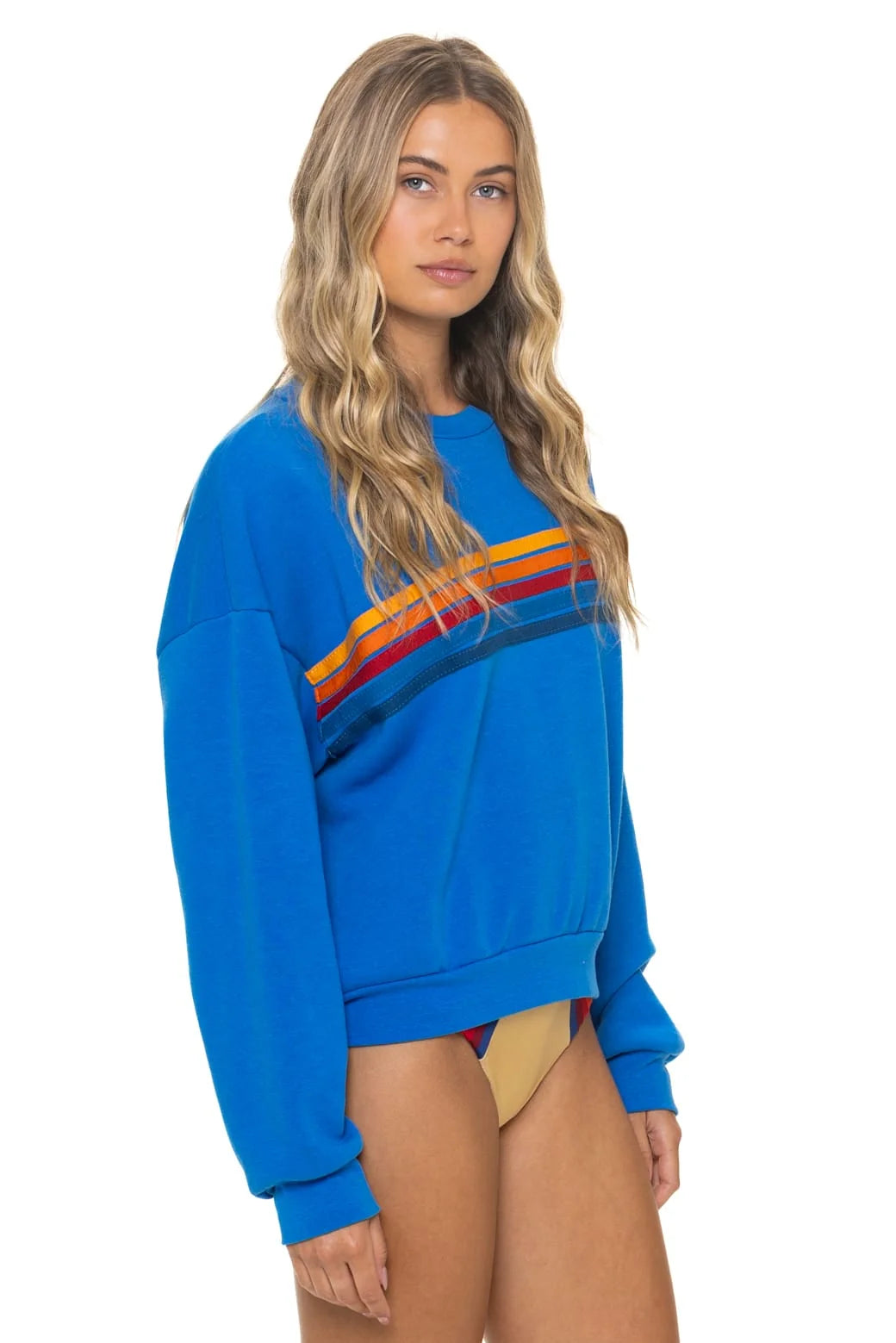 Aviator Nation 5 Stripe Relaxed Crew - Ocean