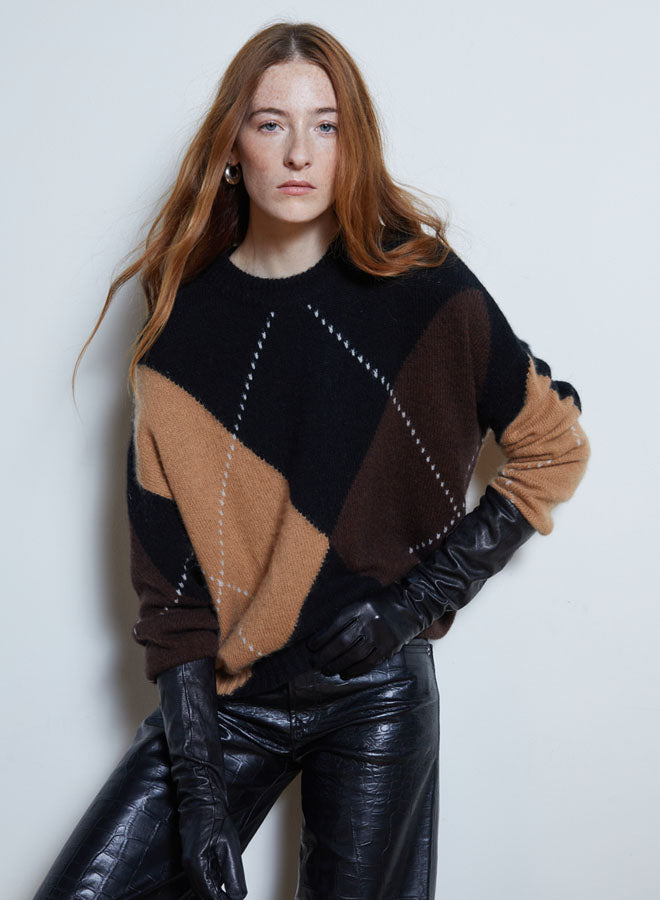 Autumn Cashmere Oversized Argyle Sweater