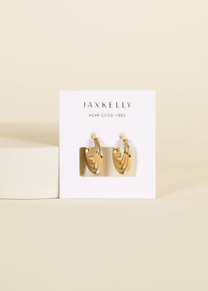 JaxKelly - Gold Hoop - Triple Arch - Earrings