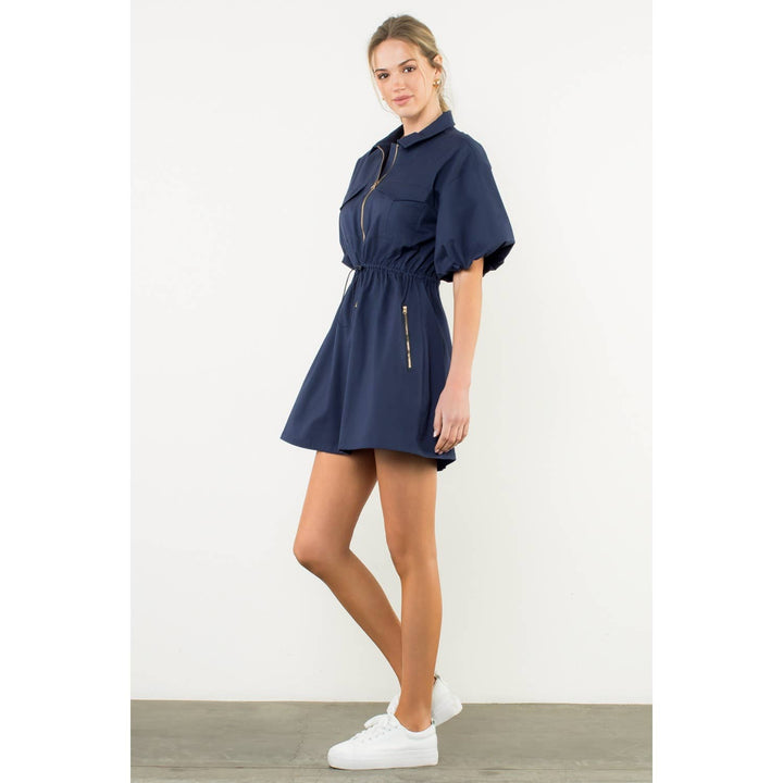 THML THS1700 Half Zip Drawstring Dress Navy