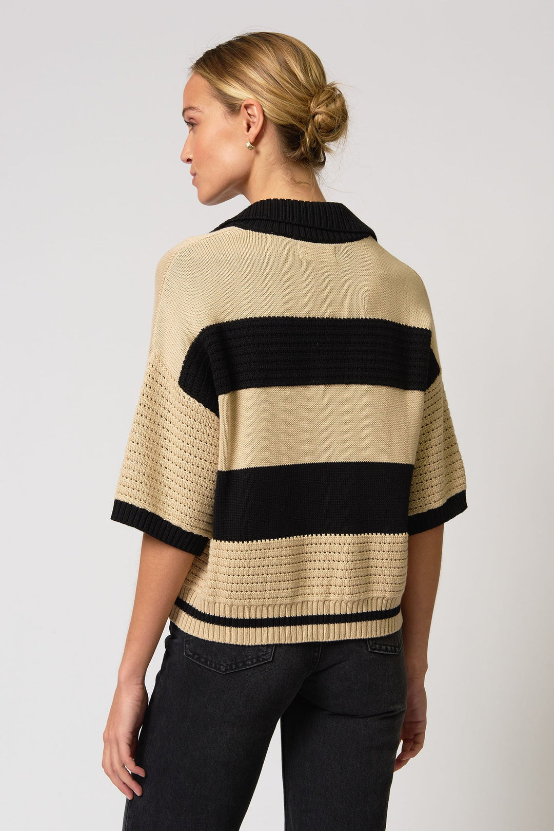 Central Park West  Dean Mixed Stitch Rugby Sweater