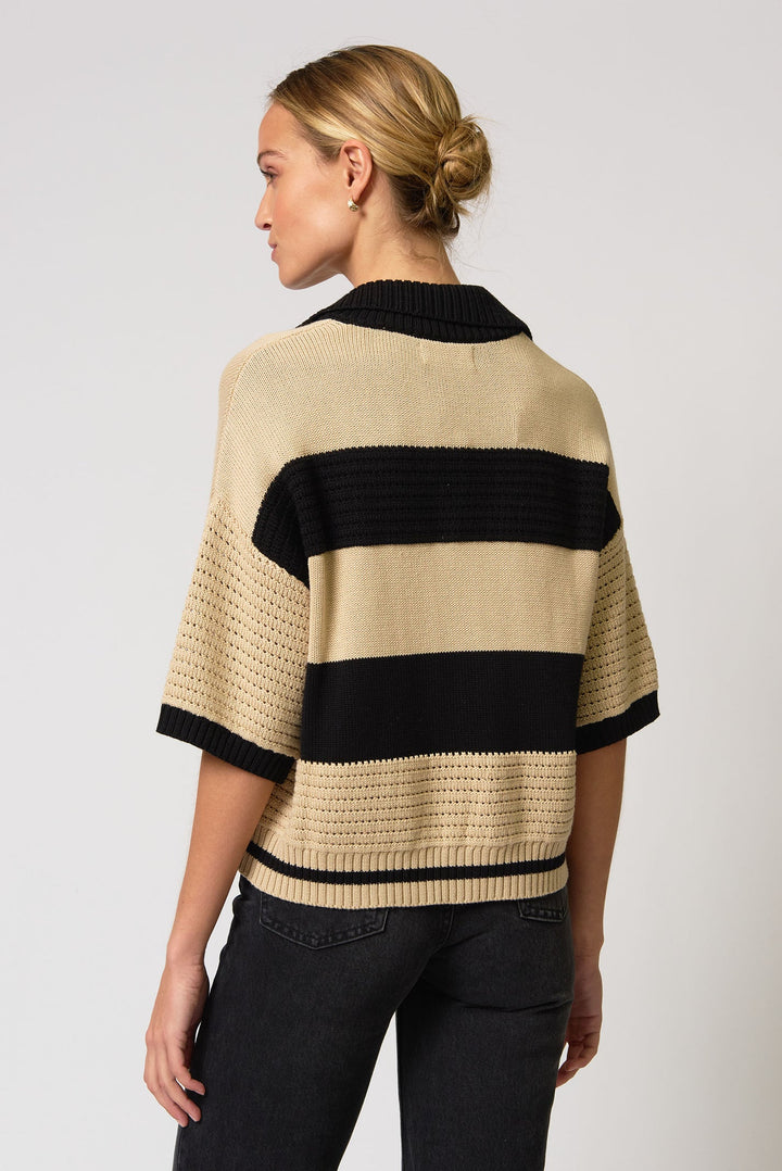 Central Park West  Dean Mixed Stitch Rugby Sweater