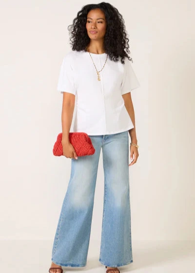 Sanctuary Shirred Waist Dolman Tee - White