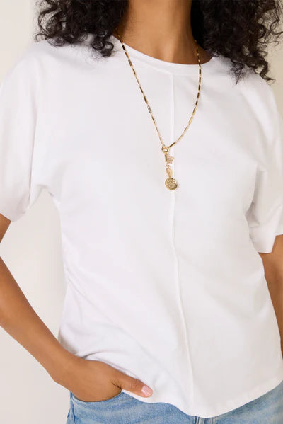 Sanctuary Shirred Waist Dolman Tee - White