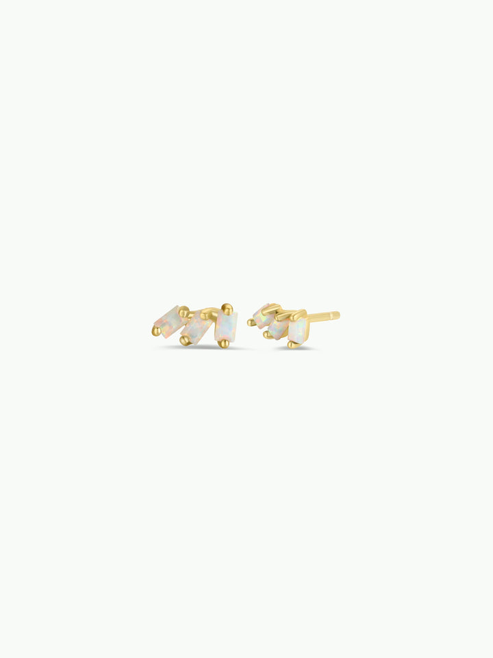 JaxKelly - Offset Trio - White Opal - Gold Earrings