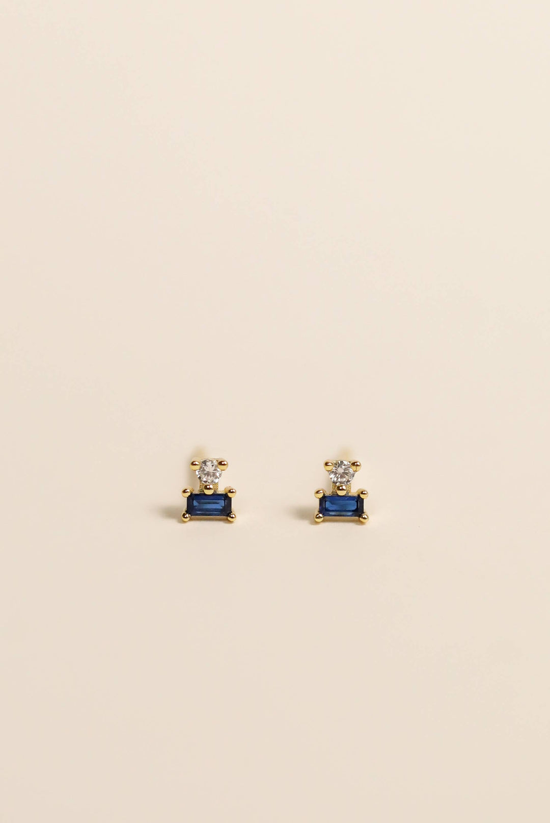 JaxKelly - Double Stud Stack - Sapphire - Gold Earrings