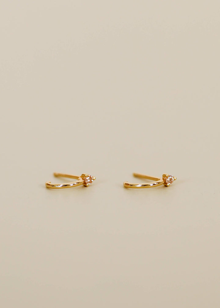 JaxKelly - Open Mini Hoop - Champagne CZ - Gold Earrings