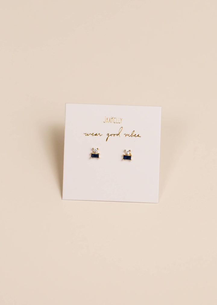JaxKelly - Double Stud Stack - Sapphire - Gold Earrings