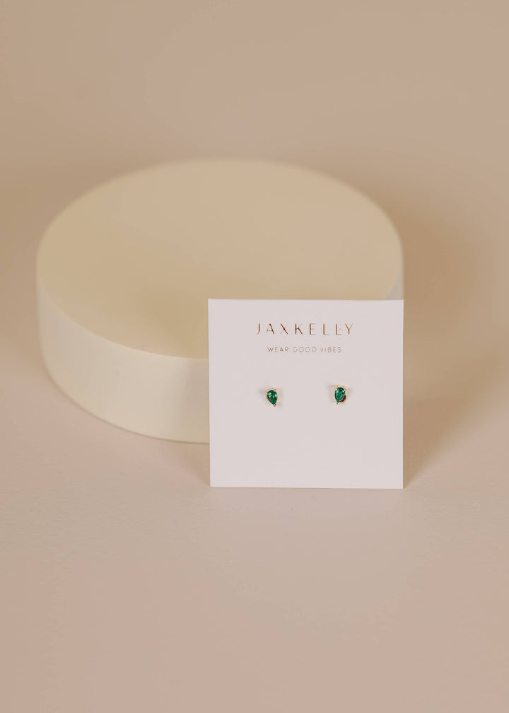 JaxKelly - Teardrop - Emerald CZ - Earrings