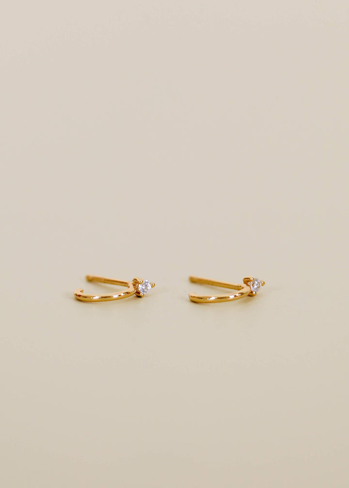 JaxKelly - Open Mini Hoop - White CZ - Gold Earrings
