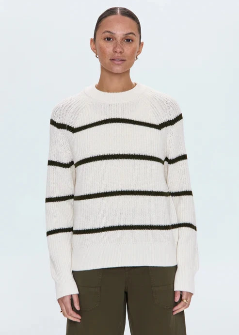 Pistola Edie Raglan Sweater Olive Stripe
