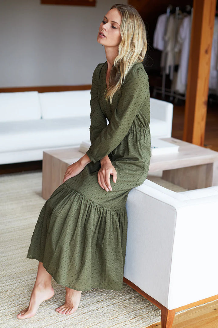 Emerson Fry Frances 3 Dress Moss Swiss Dot