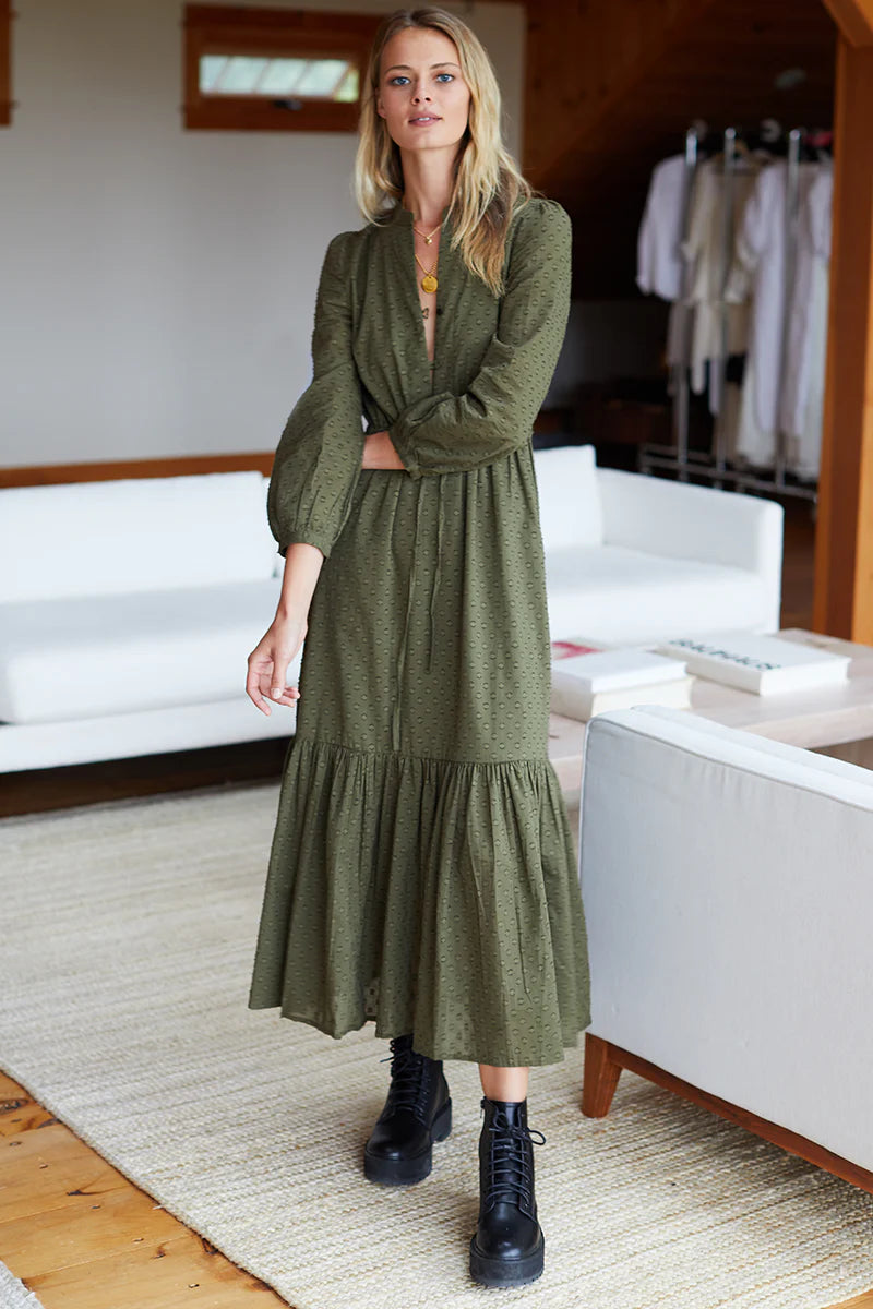 Emerson Fry Frances 3 Dress Moss Swiss Dot