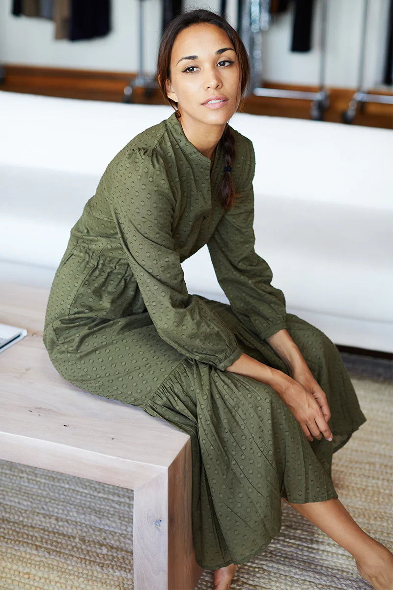 Emerson Fry Frances 3 Dress Moss Swiss Dot