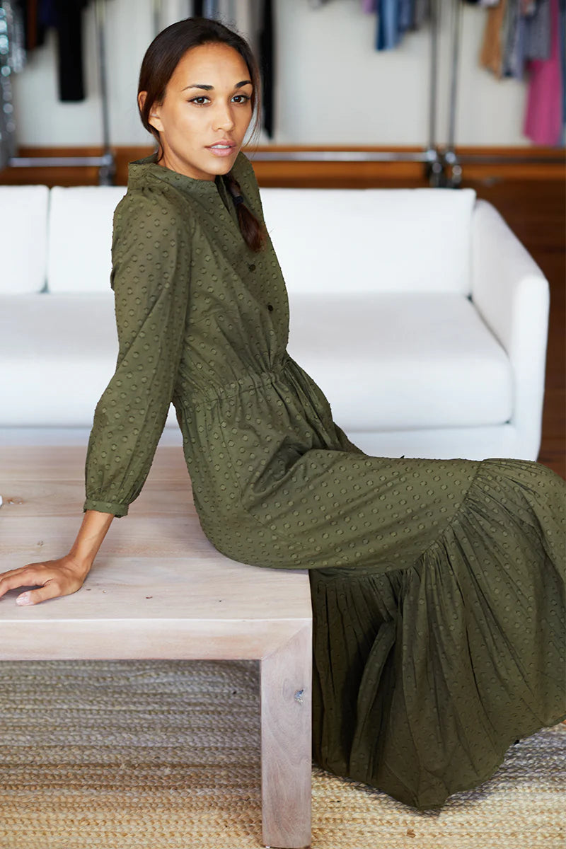 Emerson Fry Frances 3 Dress Moss Swiss Dot