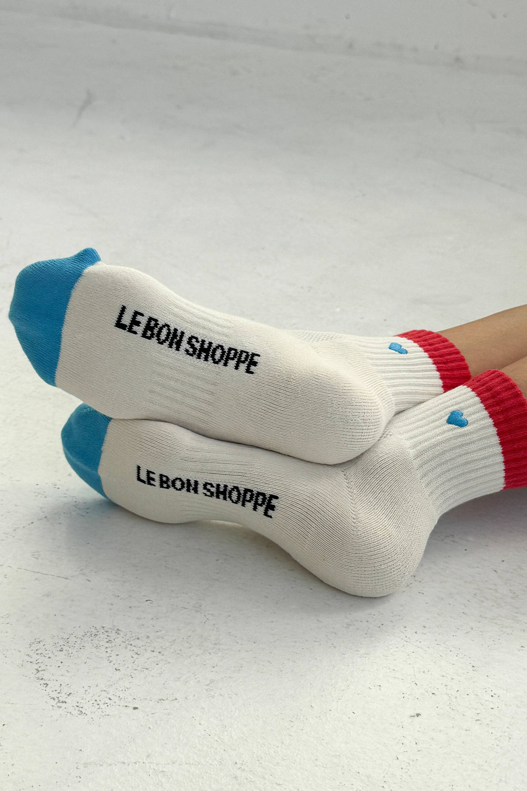 Le Bon Shoppe - Embroidered Color Block Girlfriend Socks
