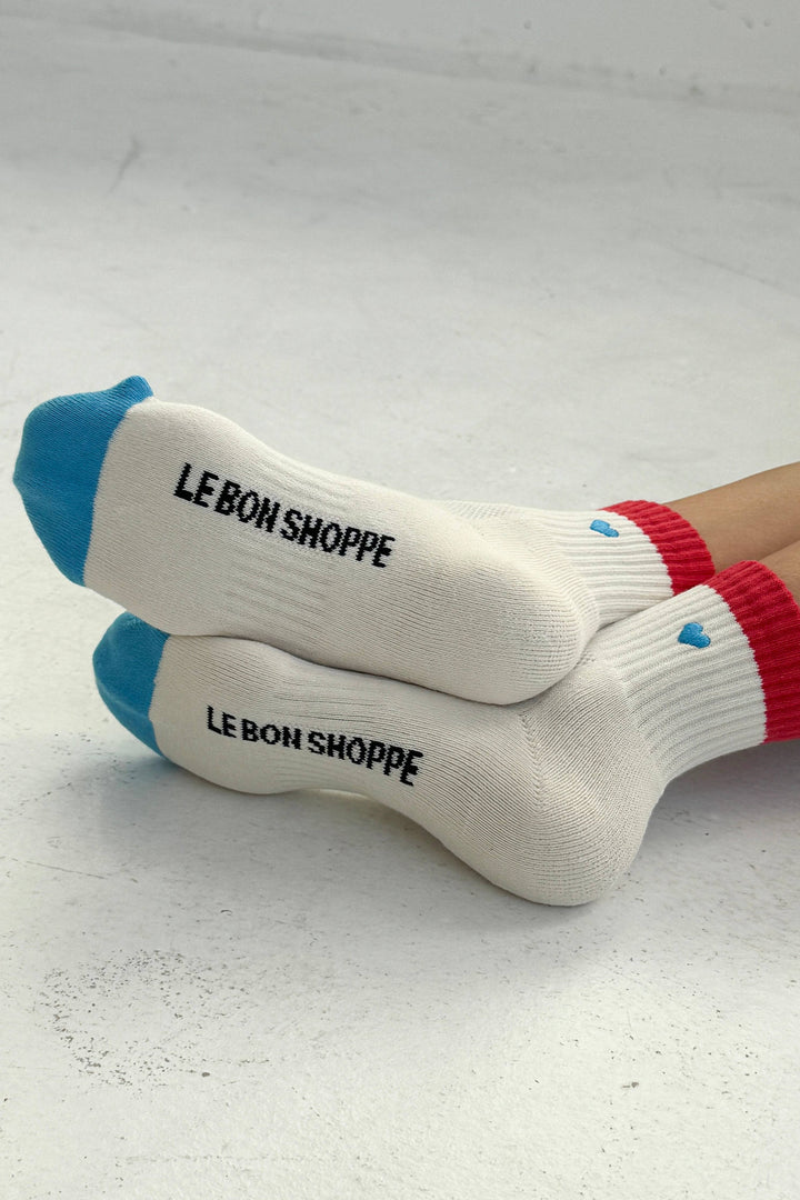 Le Bon Shoppe - Embroidered Color Block Girlfriend Socks