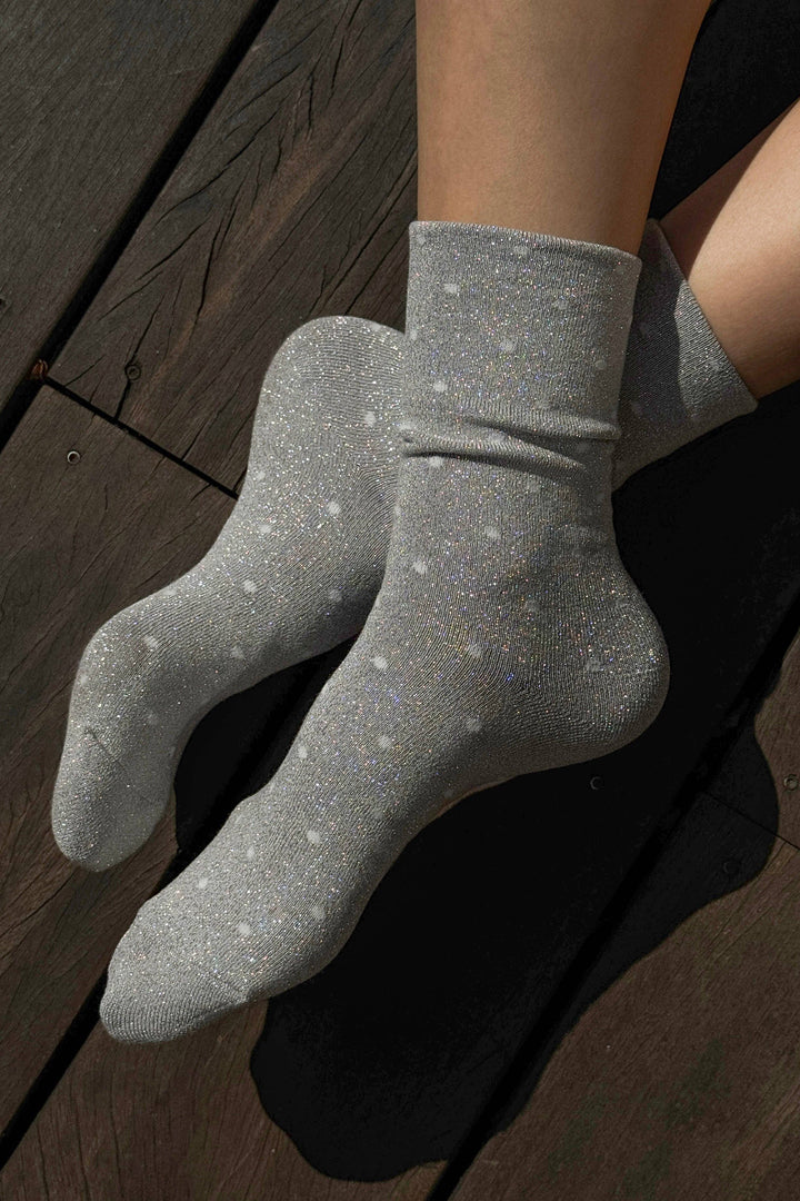 Le Bon Shoppe - Lurex Patterned Sneaker Socks