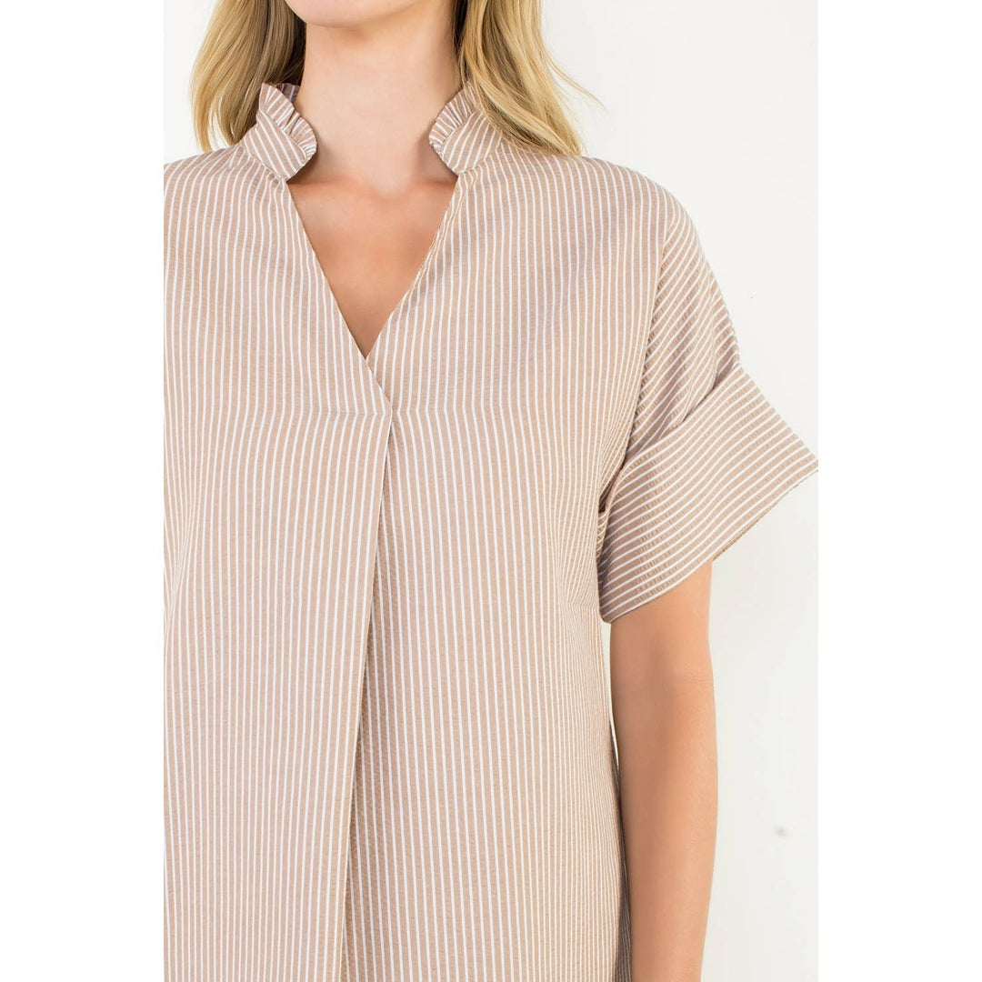 THML WCT3020-1 SS Stripe Collar Dress