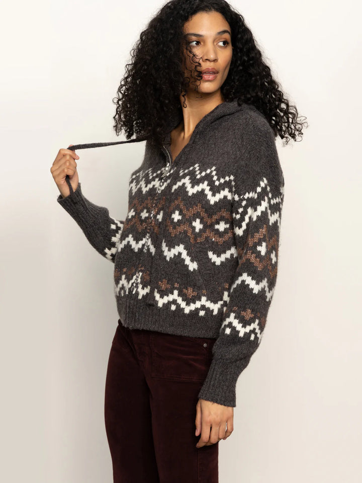 Sanctuary Fair Isle Zip Sweater Hoodie