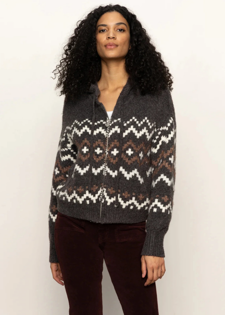 Sanctuary Fair Isle Zip Sweater Hoodie