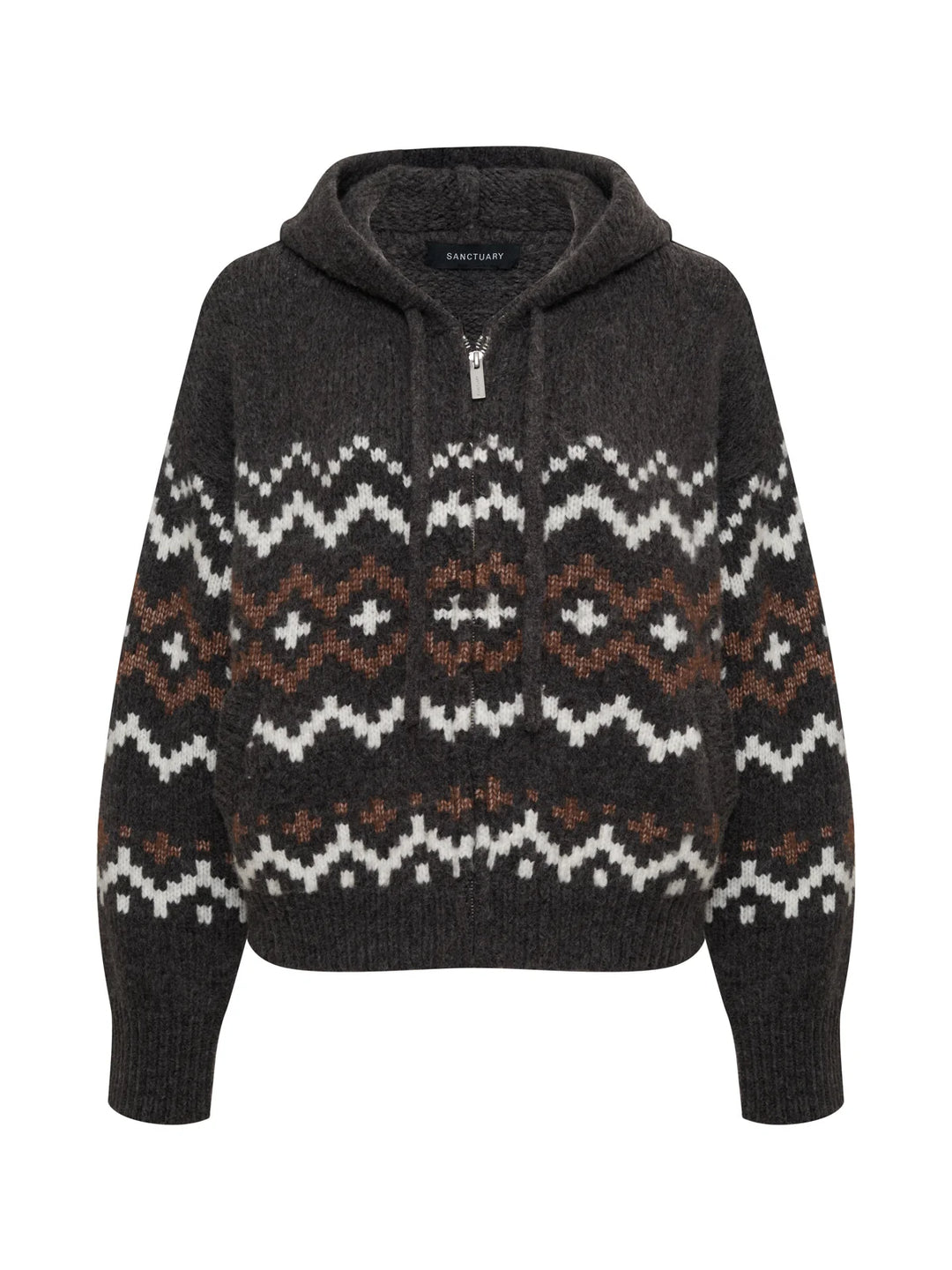 Sanctuary Fair Isle Zip Sweater Hoodie