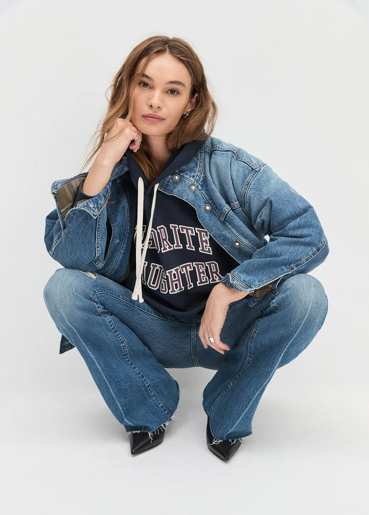 Favorite Daughter Collegiate Hoodie - Navy & Burgandy