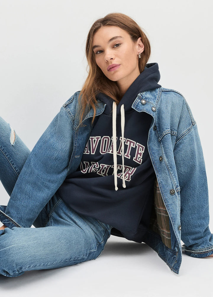 Favorite Daughter Collegiate Hoodie - Navy & Burgandy