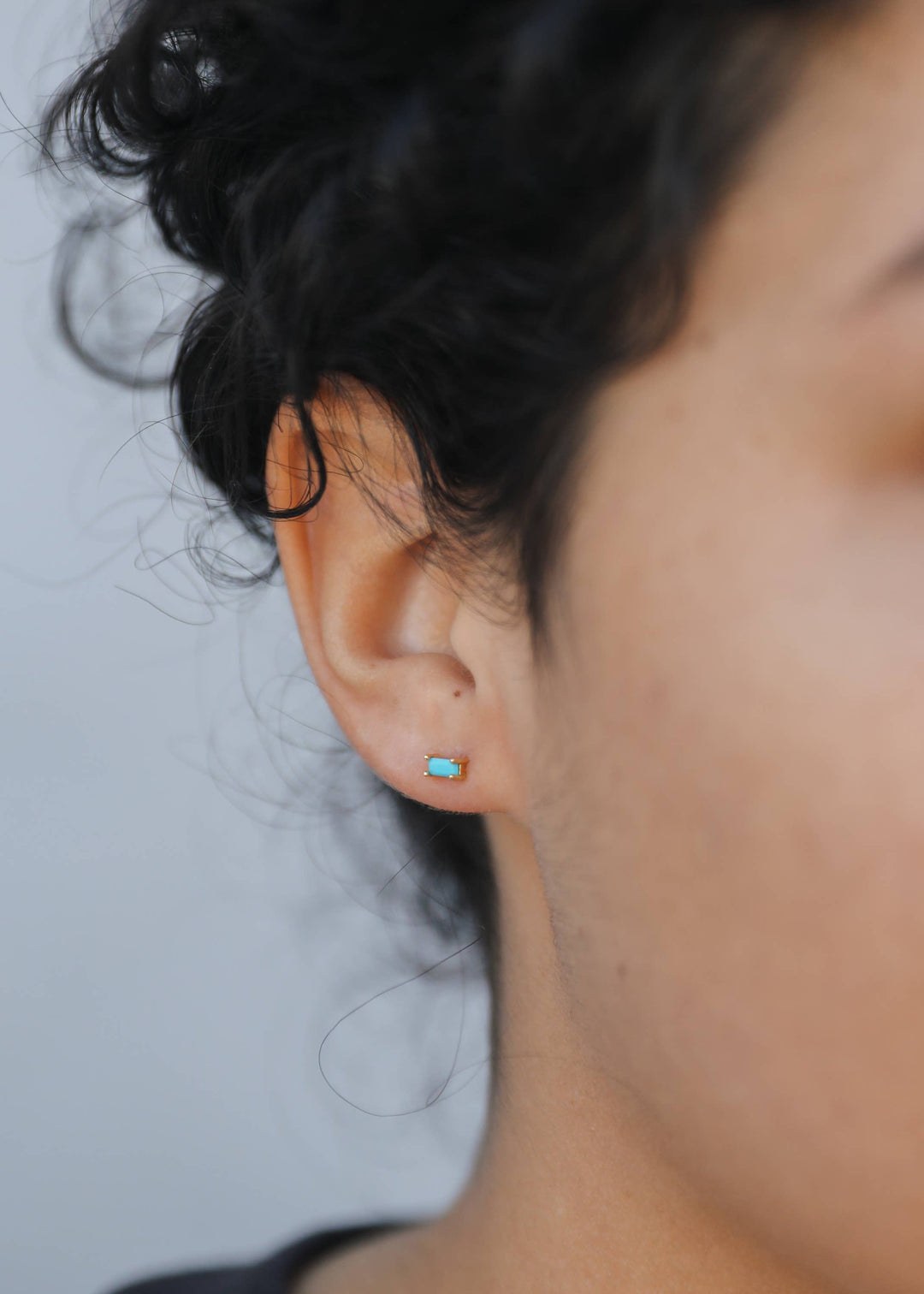 JaxKelly - Baguette - Turquoise - Gold Earrings